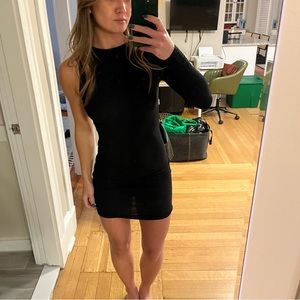 NWOT! ASOS Design Black Bodycon One Sleeve Asymmetric Mini Dress